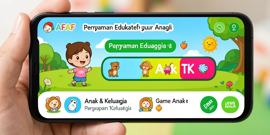 Tampilan antarmuka ceria dan interaktif dari aplikasi AFAF.