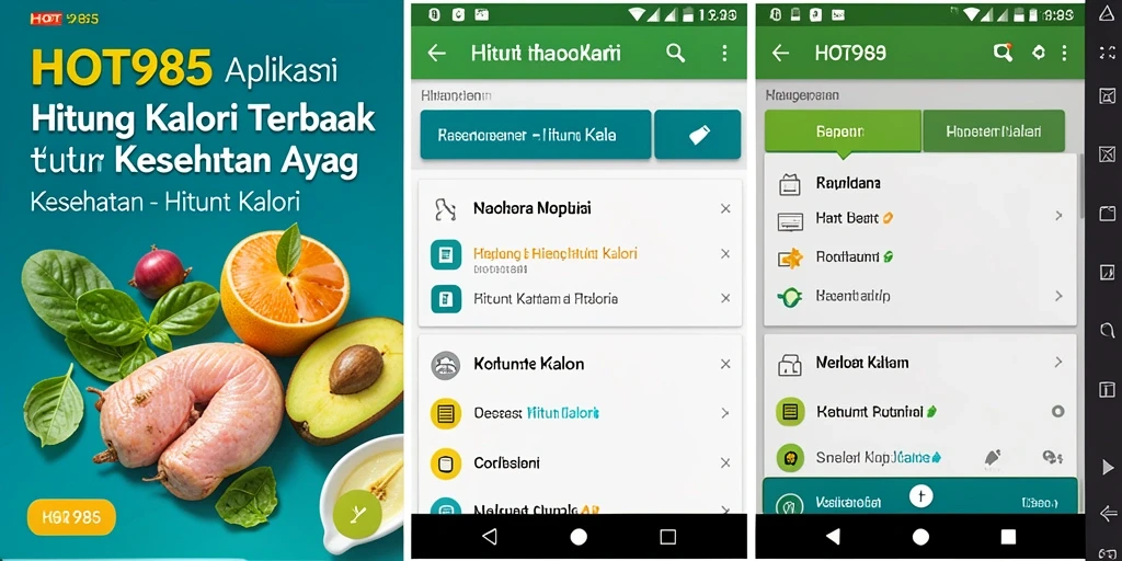 Tampilan antarmuka HOT985 yang menarik dengan fitur hitung kalori.
