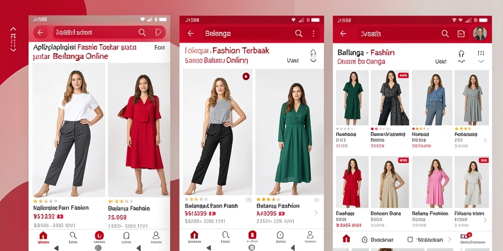 Antarmuka aplikasi JVS88 yang modern dan menarik untuk belanja fashion.