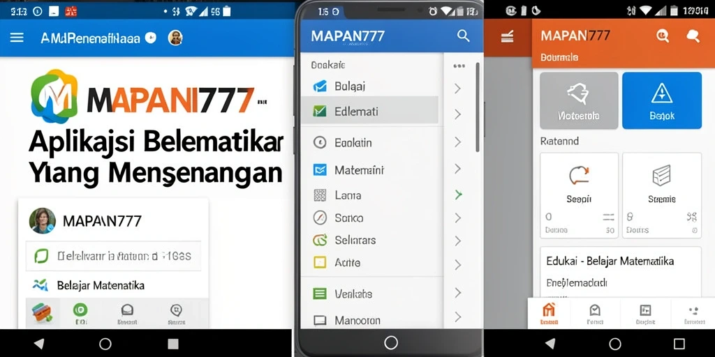 Antarmuka aplikasi MAPAN777 yang interaktif dan menarik untuk belajar Matematika.