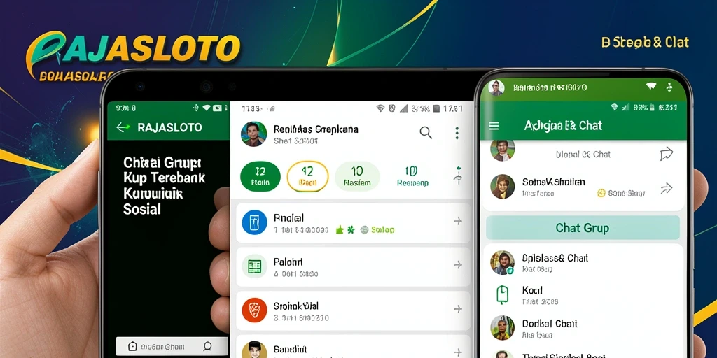 Antarmuka aplikasi RAJASLOTO yang interaktif untuk chat grup.