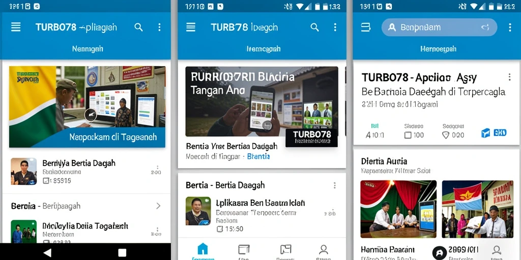 Tangkapan layar utama TURBO78 menampilkan antarmuka berita daerah yang menarik.